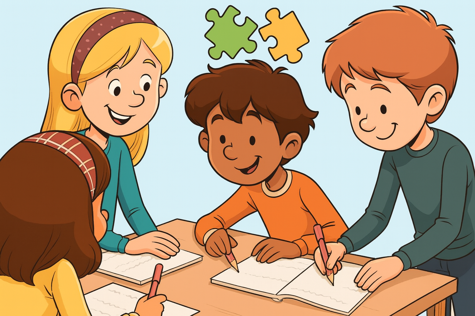 Børn der arbejder sammen.